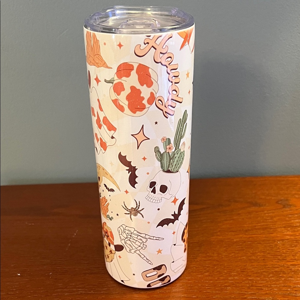 Howdy Halloween Tumbler with Cactus and Skull Design